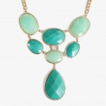 Seafoam Green Faceted Oval & Teardrop Stone Necklace